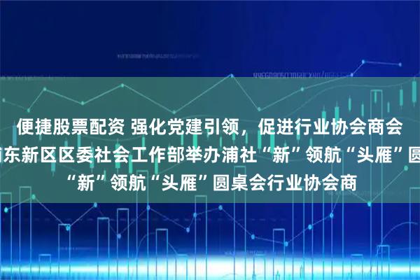 便捷股票配资 强化党建引领，促进行业协会商会高质量发展——浦东新区区委社会工作部举办浦社“新”领航“头雁”圆桌会行业协会商